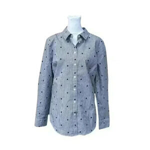 Banana Republic Blue Pinstripe Button-Down Shirt with Navy Stars